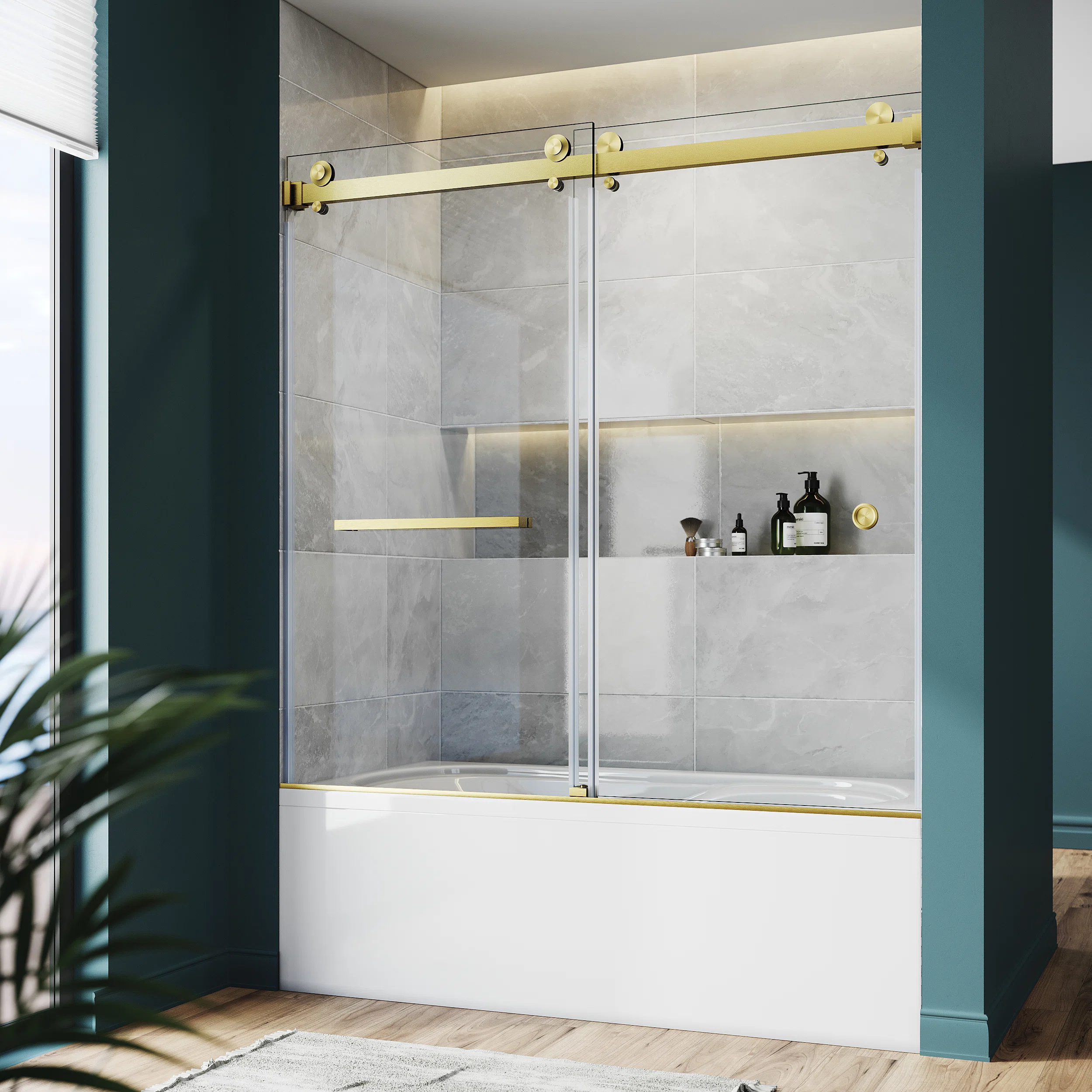 Bathtub sliding shower door