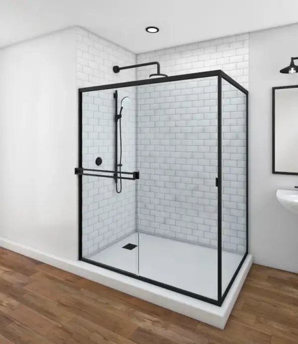 Classic Sliding Shower Doors – Matte Black Hardware - Image 3