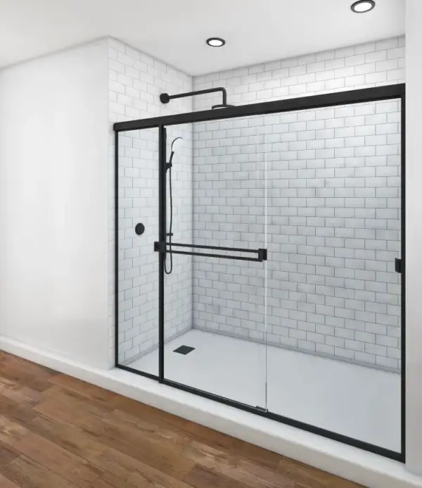 Classic Sliding Shower Doors – Matte Black Hardware - Image 4