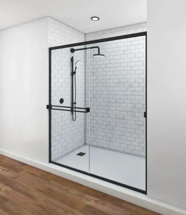 Classic Sliding Shower Doors – Matte Black Hardware