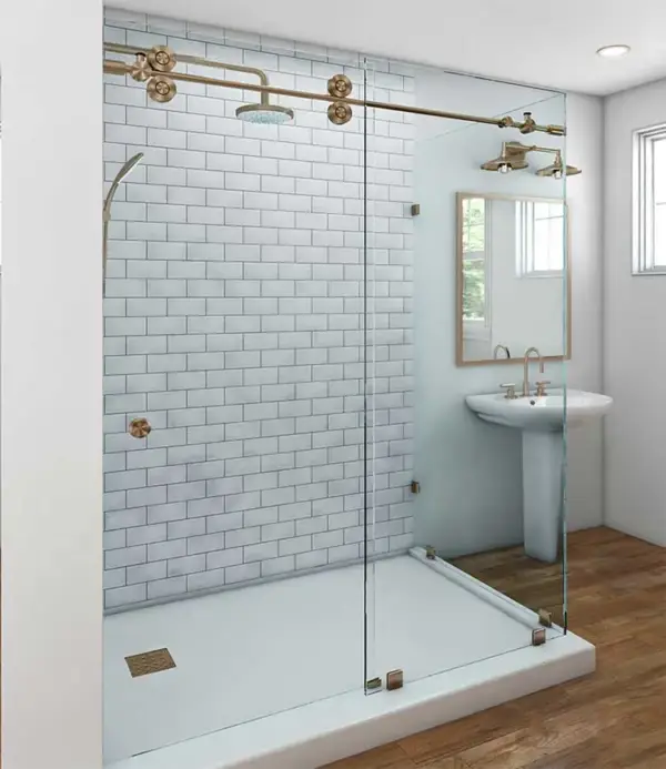 EMPIRE Sliding Shower Door – Champagne Bronze Hardware