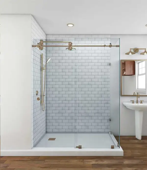 EMPIRE Sliding Shower Door – Champagne Bronze Hardware - Image 3