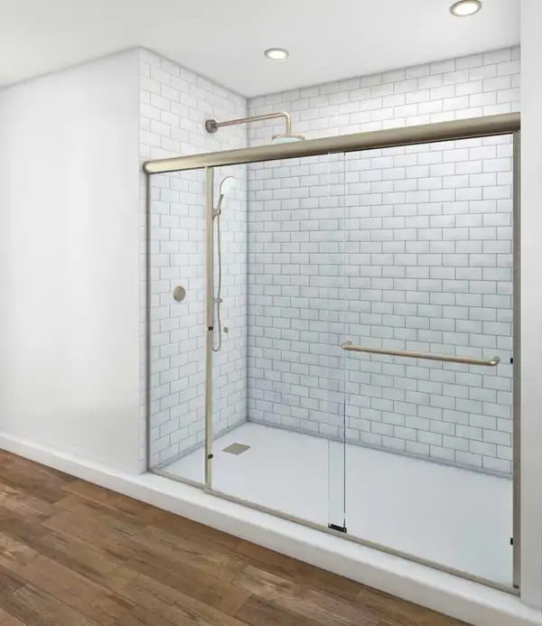 Euro Sliding Shower Doors – Brushed Nickel Hardware - Image 2