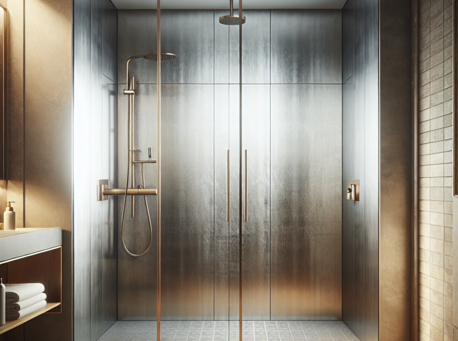 Sleek elegance personified in the brushed nickel shower doors, a sight of modernity and contemporary design.