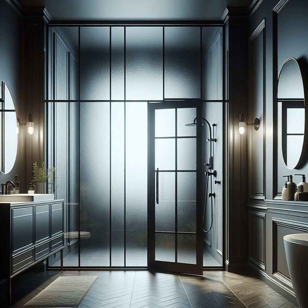 A showcase of the sophistication and elegance of matte black classic shower doors featuring a contemporary, modern design.