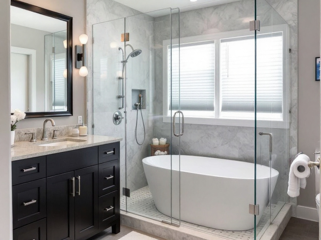 Alternative text: A beautifully installed shower door in Chelsea, MA, by skilled artisans.