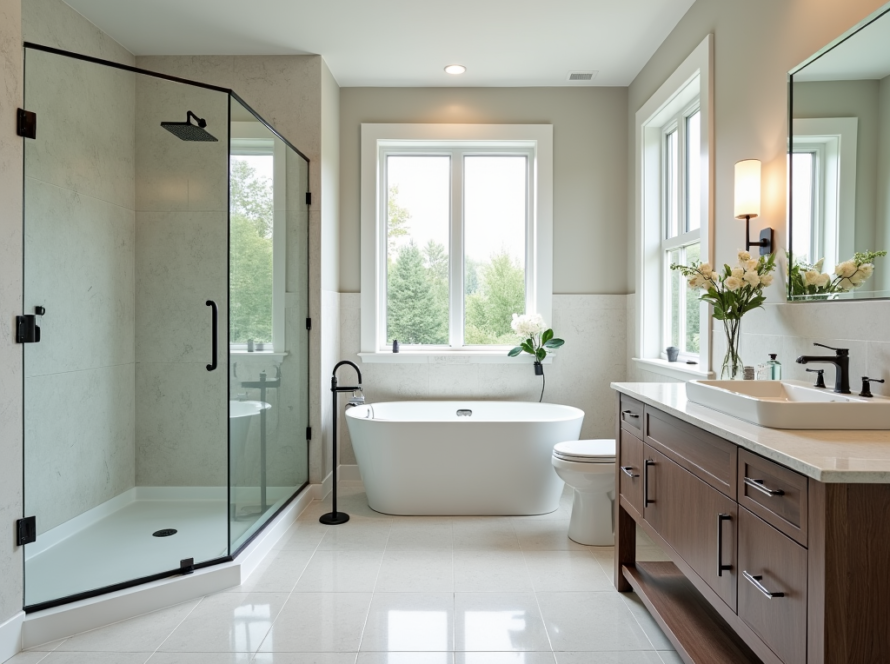 High-quality custom shower door glass installation