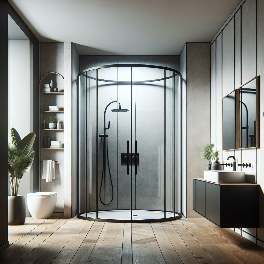 A refined matte black classic shower door radiating elegance and sophistication.