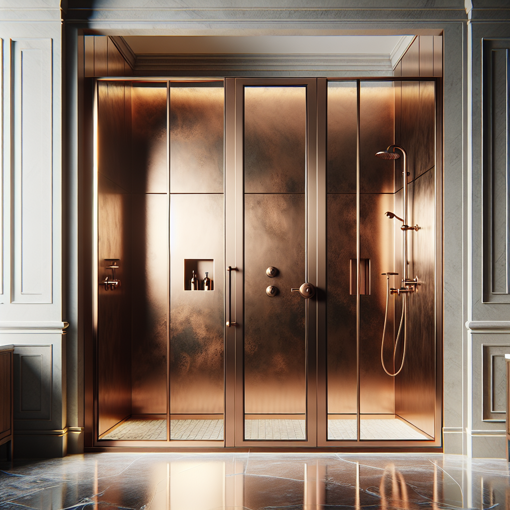 Elegant shower doors with an oil rubbed bronze finish.