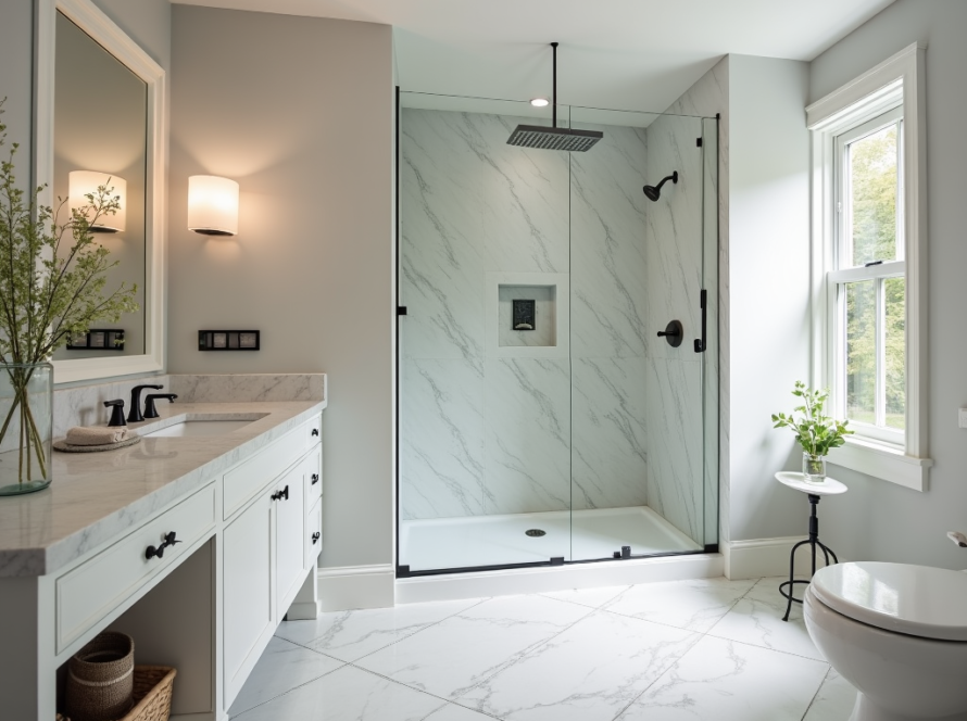 Professional frameless shower door installation near Boston MA
