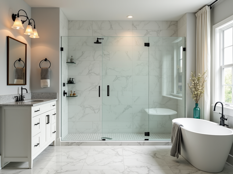 Professional shower glass doors installation near Norwood MA