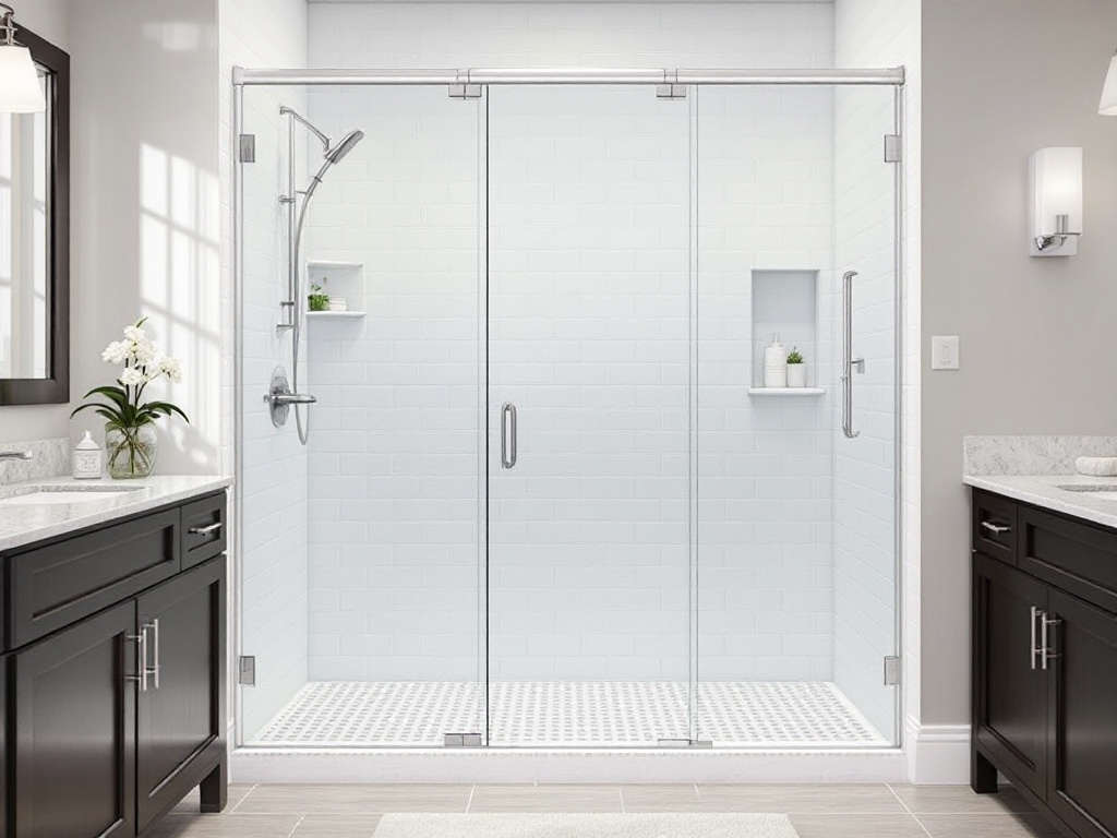 'An expert demonstrating the process of installing a pre-purchased shower door'
