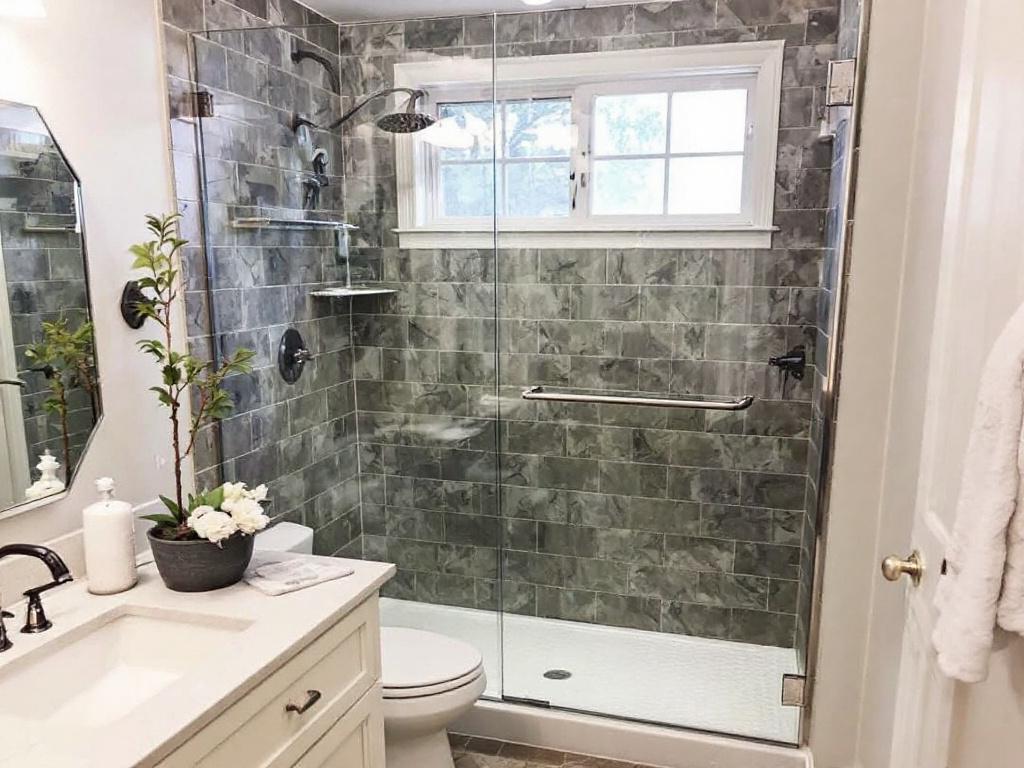 Professional technician installing a high-quality shower door near Billerica, Massachusetts.