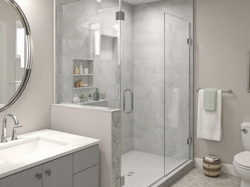 A premier shower enclosure installment near Wayland, MA showcasing cutting-edge frameless models with modern and contemporary designs.