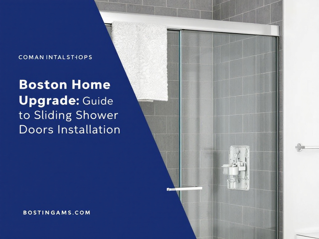 A modern design of sliding shower doors enhancing the contemporary look of a Boston home.