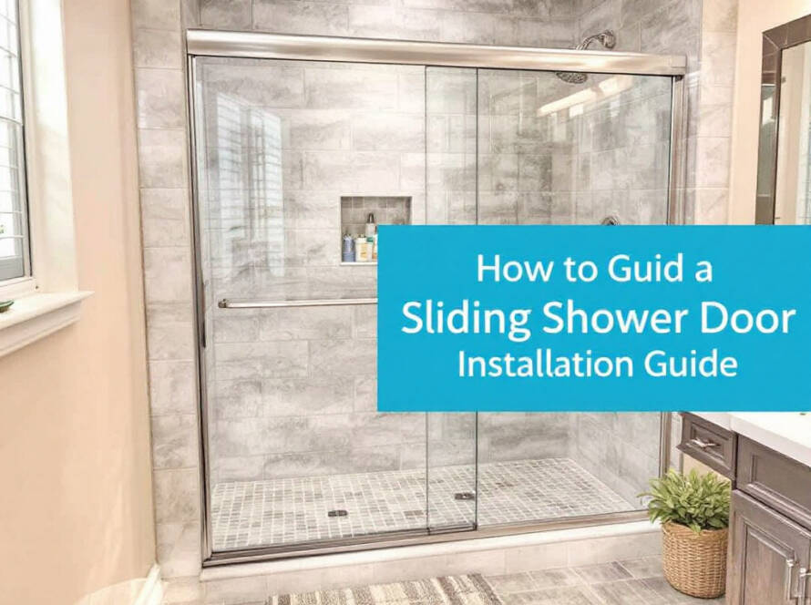 A modern, chic sliding shower door in a contemporary design.