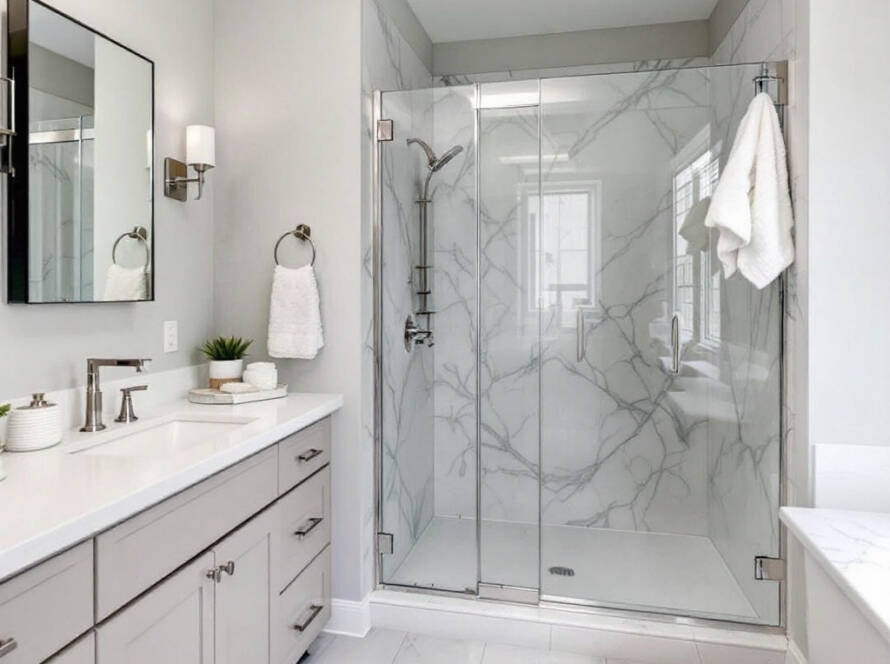 Modern shower door expertly installed enhancing the bathing experience in a Boston home.