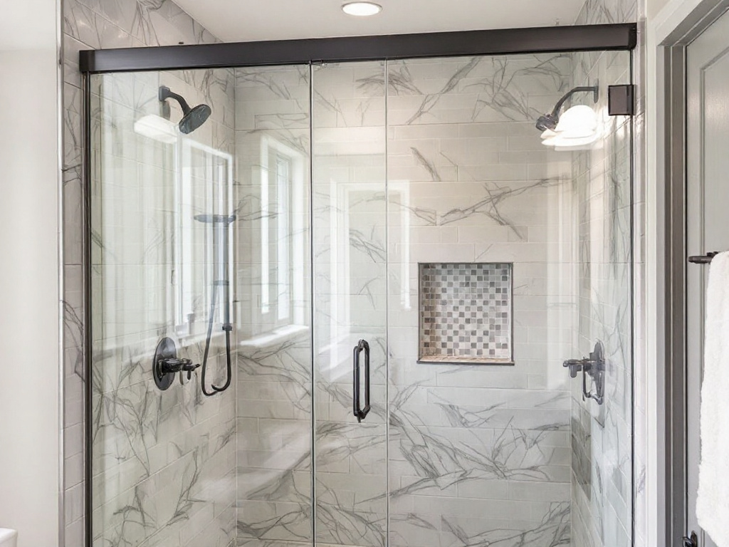 An expert installing a shower glass door in Canton, MA