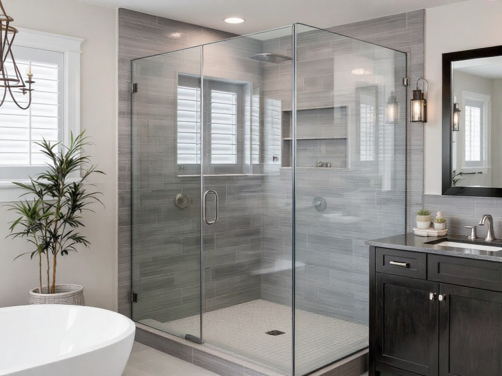 Photo showcasing the top-rated custom frameless shower enclosure installation located in Natick, MA.