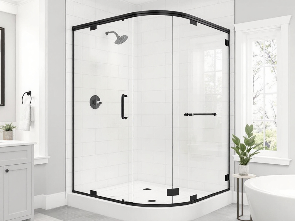 Alt text: Sleek modern glass shower installation from Exceptional Glass Shower Systems in Welley, MA