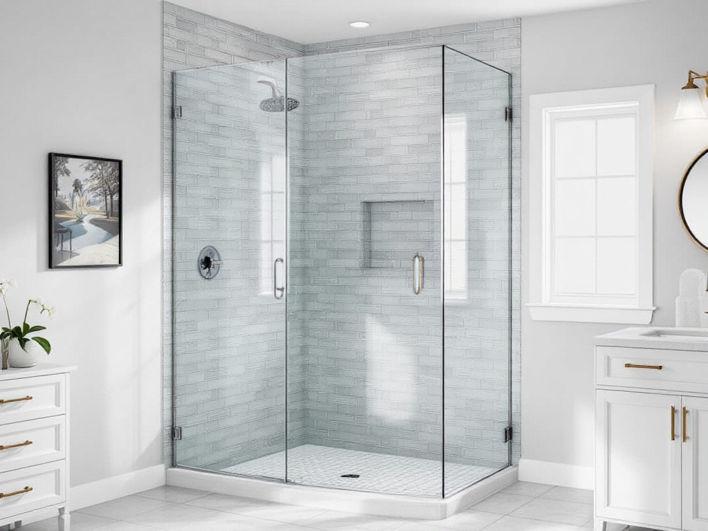 Specialists installing glass shower in a Milton, MA home.