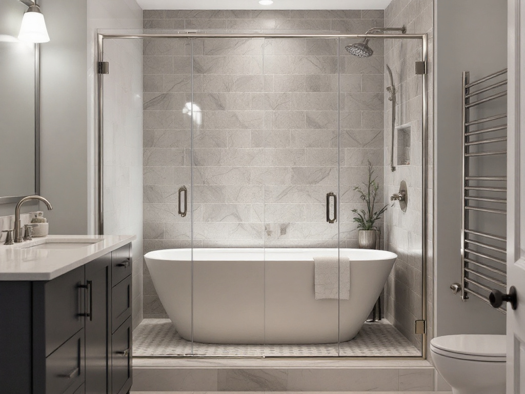 Expertly installed bathtub door with a modern, contemporary design in Medfield, MA.