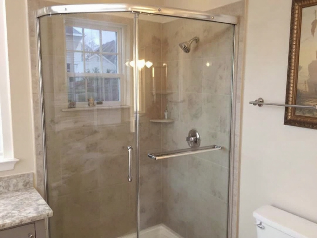 The modern and contemporary design of an expertly installed shower door in Billerica, MA.