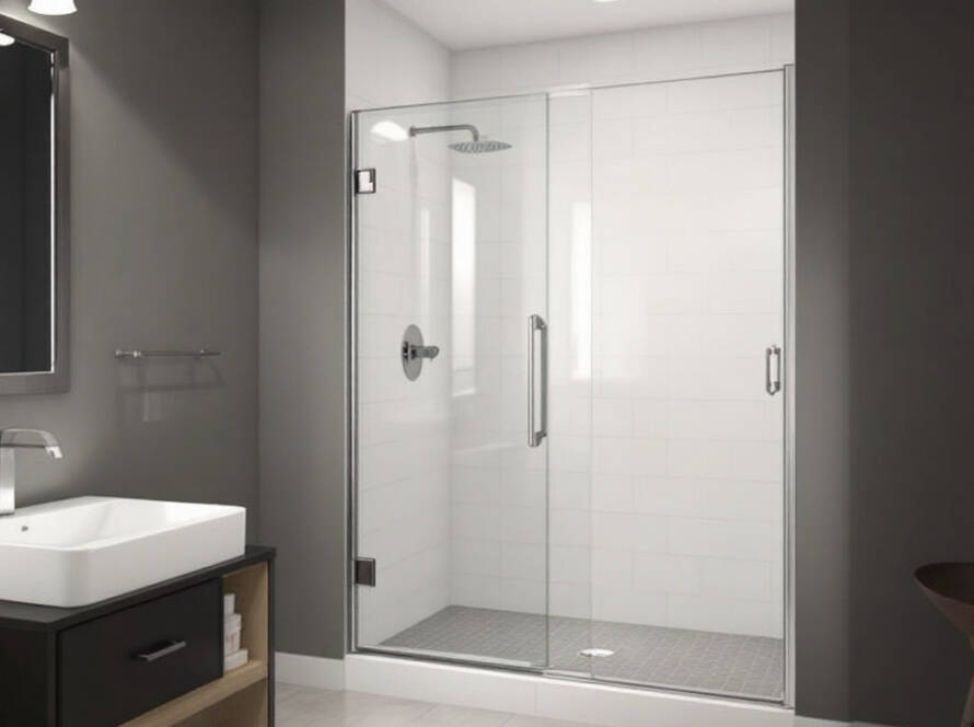Exceptional contemporary designed shower glass door installed by the top-notch Canton MA experts.
