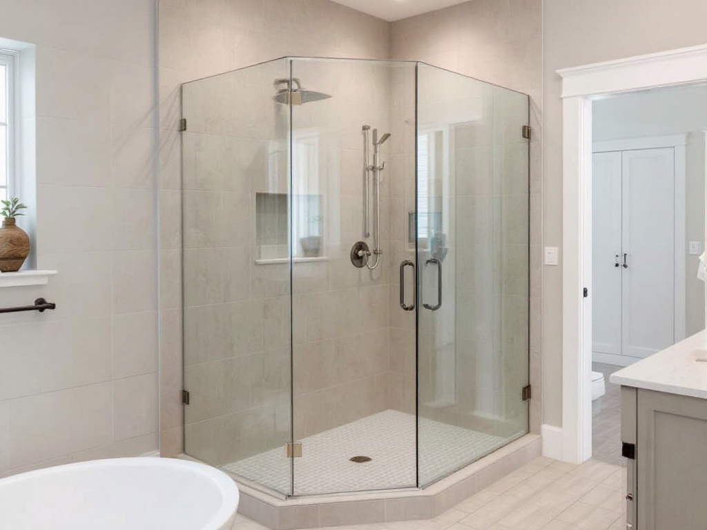 Experienced professionals installing a shower glass door in Canton, MA.