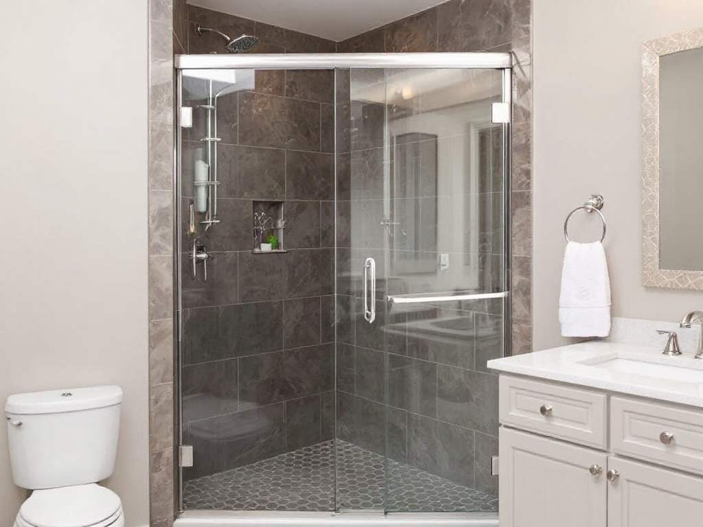 Expert technicians replacing a glass shower door in Lynn under the guidance of Boston's renowned installation team.