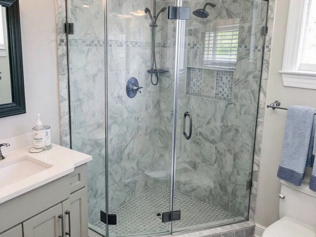 Professional shower door installation in Boxborough, MA highlighting exceptional workmanship.