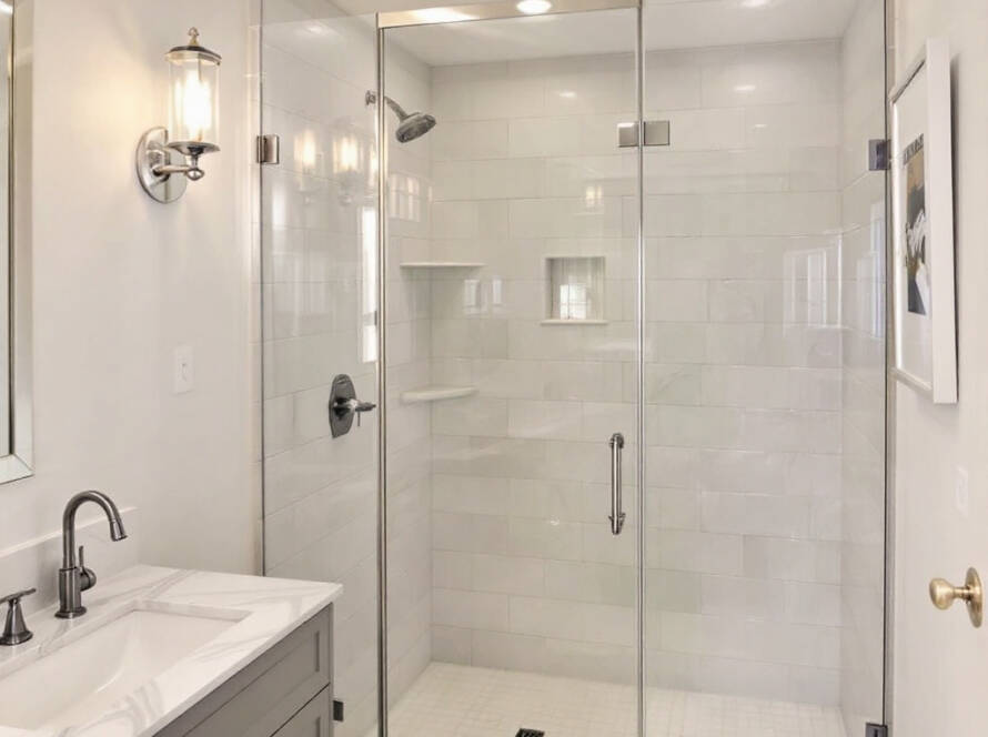 Professional shower door installation showcasing modern design in Allston, MA.