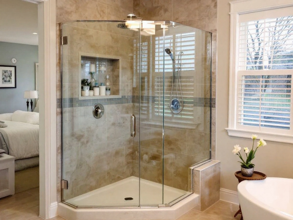 Professional installation of a shower door near Quincy MA.