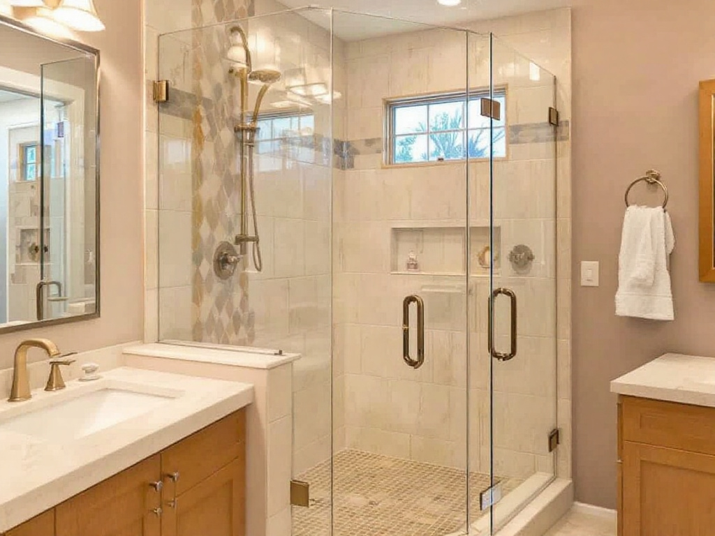 Premium craftsmanship and elegant design of personalized glass shower door.