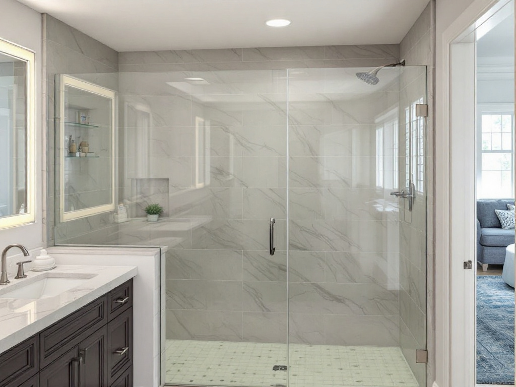 Alternative text: Image showcasing the unparalleled elegance of custom-built shower glass door crafted by near me expert.