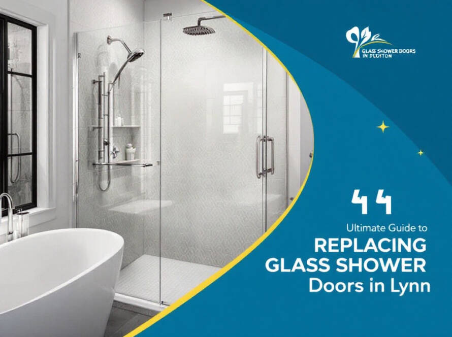 Newly installed modern glass shower doors in a Lynn home.