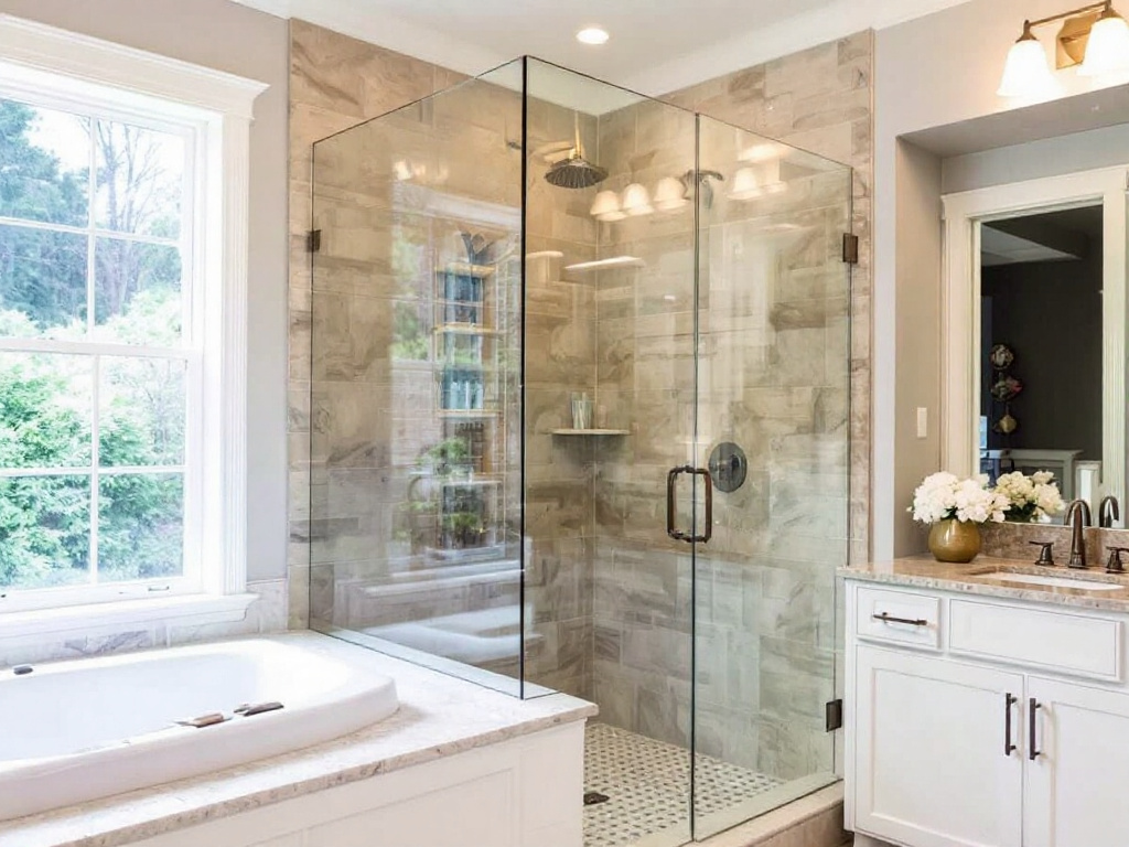 Expert craftsmen providing high-quality shower glass installation services near Weston, MA.