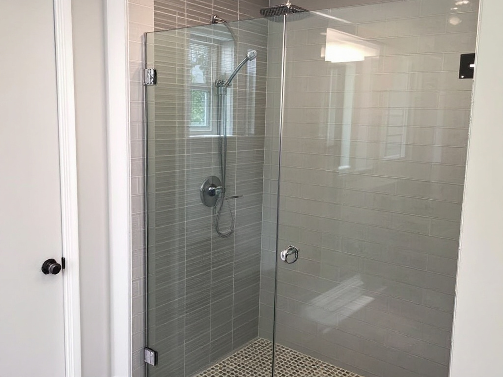 Expertly installed shower glass doors in Norwood Ma demonstrating exceptional craftsmanship.