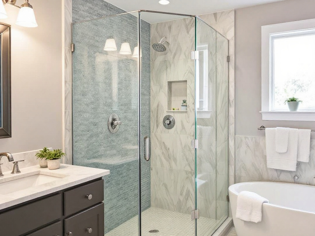 Picture of elegant shower door installed by expert craftsmen in Hingham, MA.