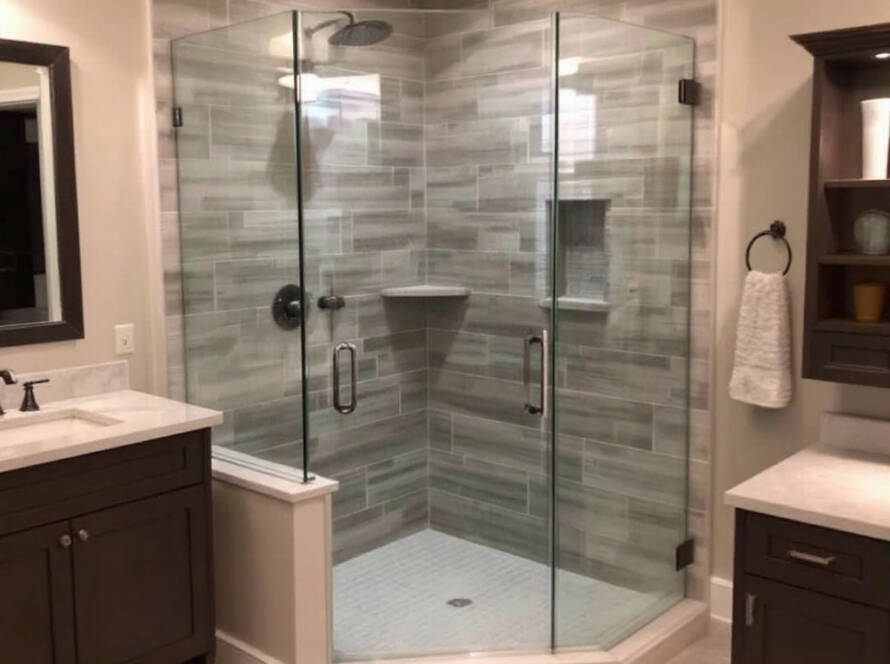 Modern and contemporary custom frameless shower enclosure installation in Waltham, MA.