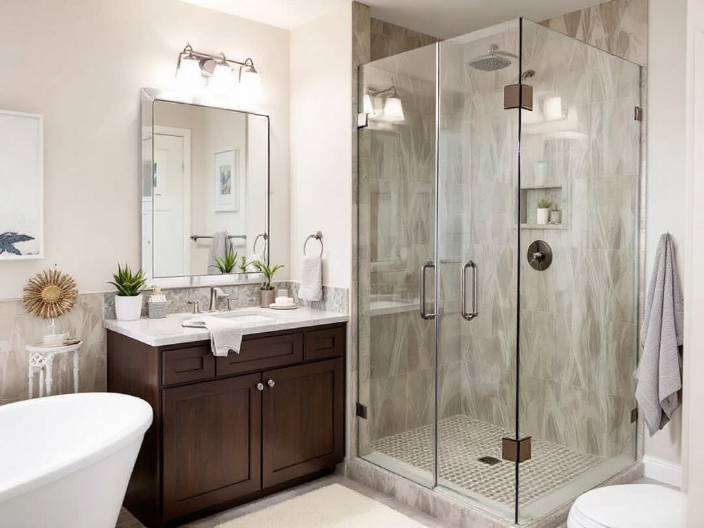 Sleek, modern elegance reflected in a frameless shower door installation in Somerville MA.