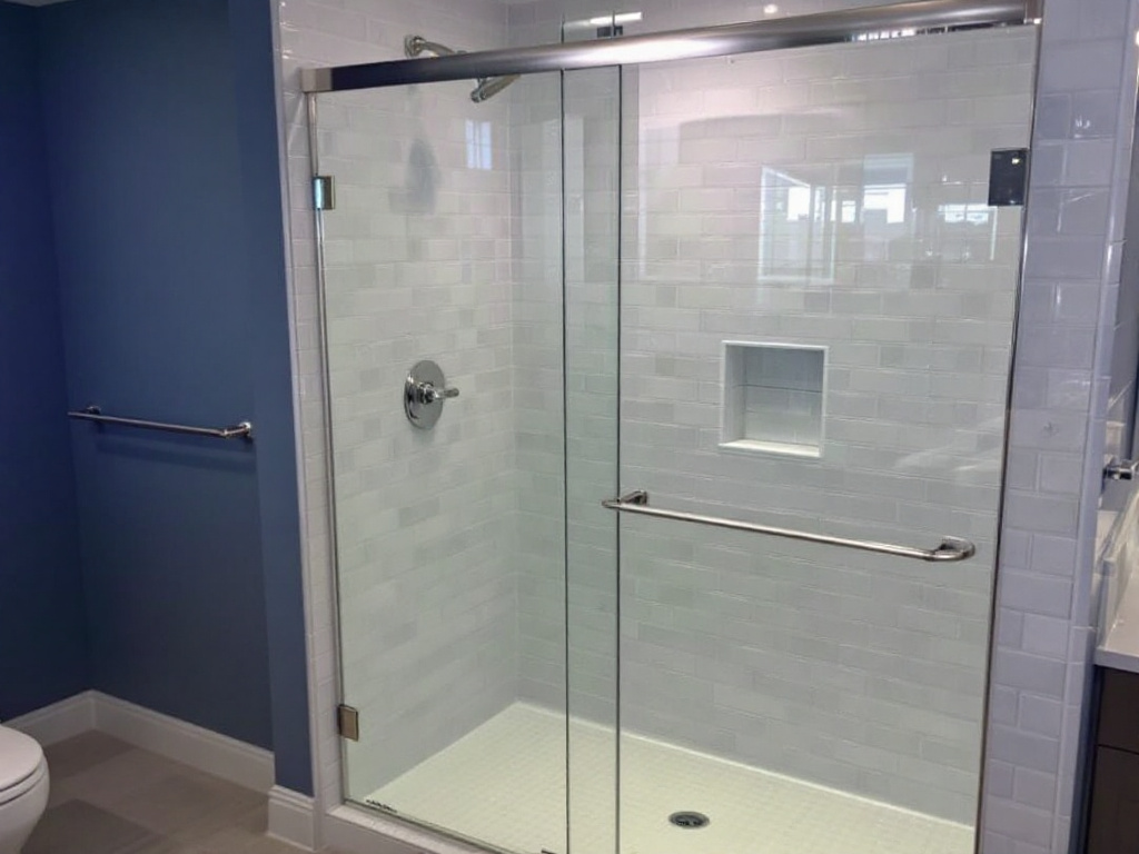 A shower glass door installed by professionals near Brookline MA.