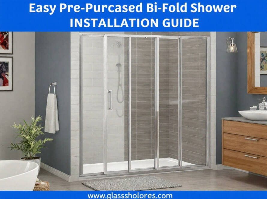 Modern bi-fold shower door installation, showcasing a contemporary design.
