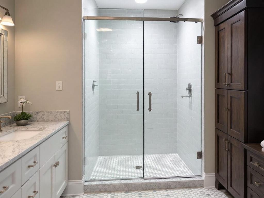Expertly installed contemporary shower door by experienced professionals in Chelsea, MA.