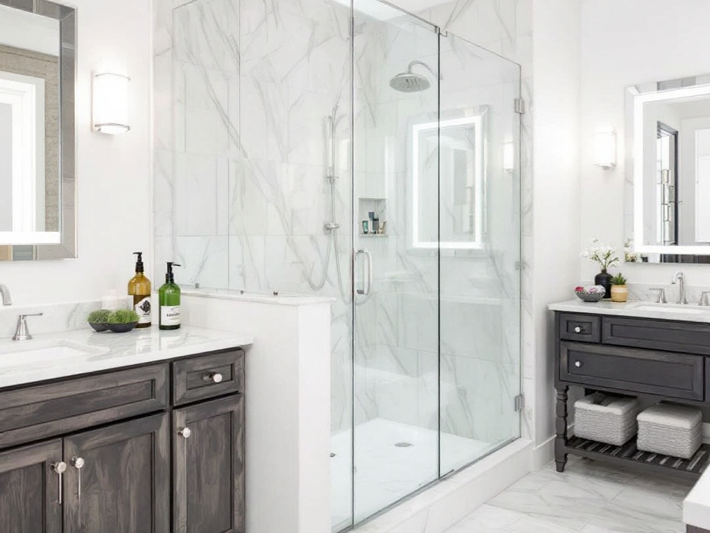 Professional shower door installation in Boston renovating a bathroom.