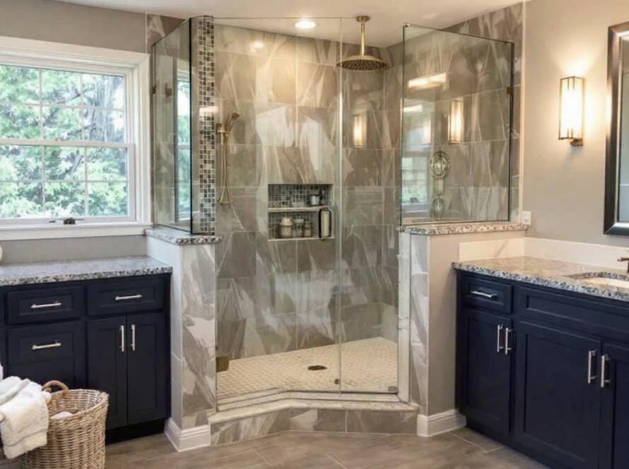 Expertly crafted custom shower installations by professionals near Holbrook, MA that features a sleek contemporary design.