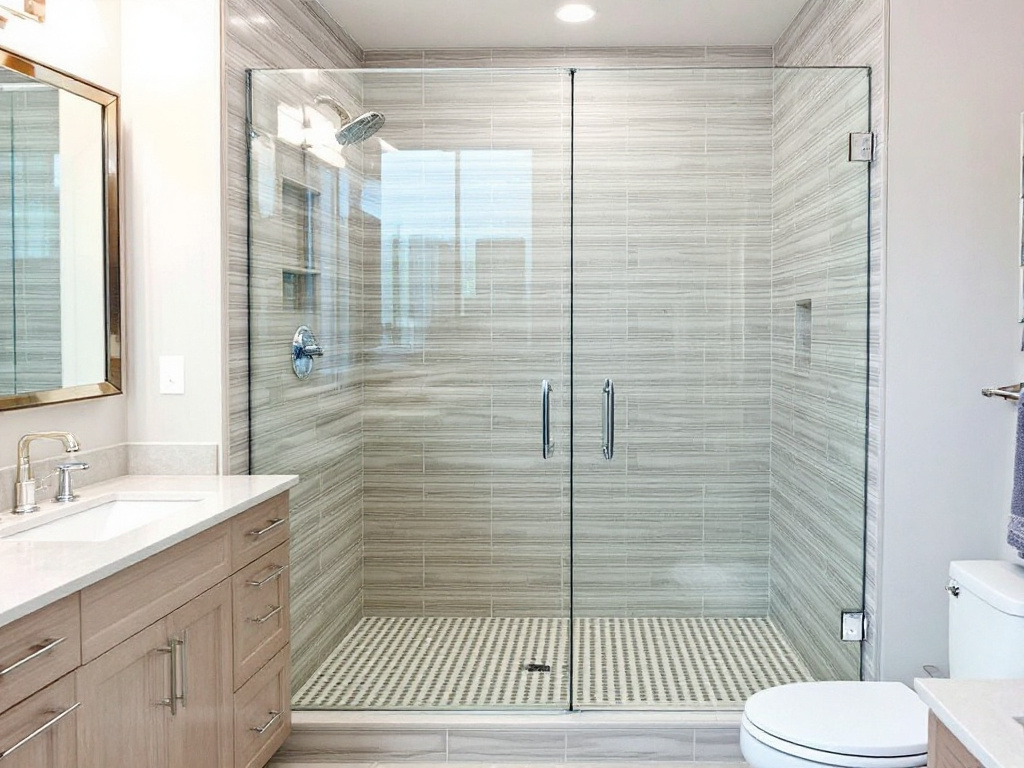 Modernly designed luxury frameless glass shower door installation service in Andover, MA.