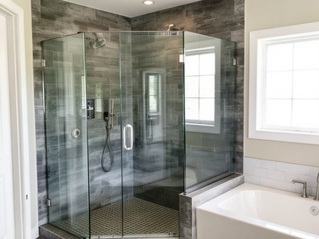 Modern frameless shower glass installation displayed as part of an ultimate guide in Ashland, MA.