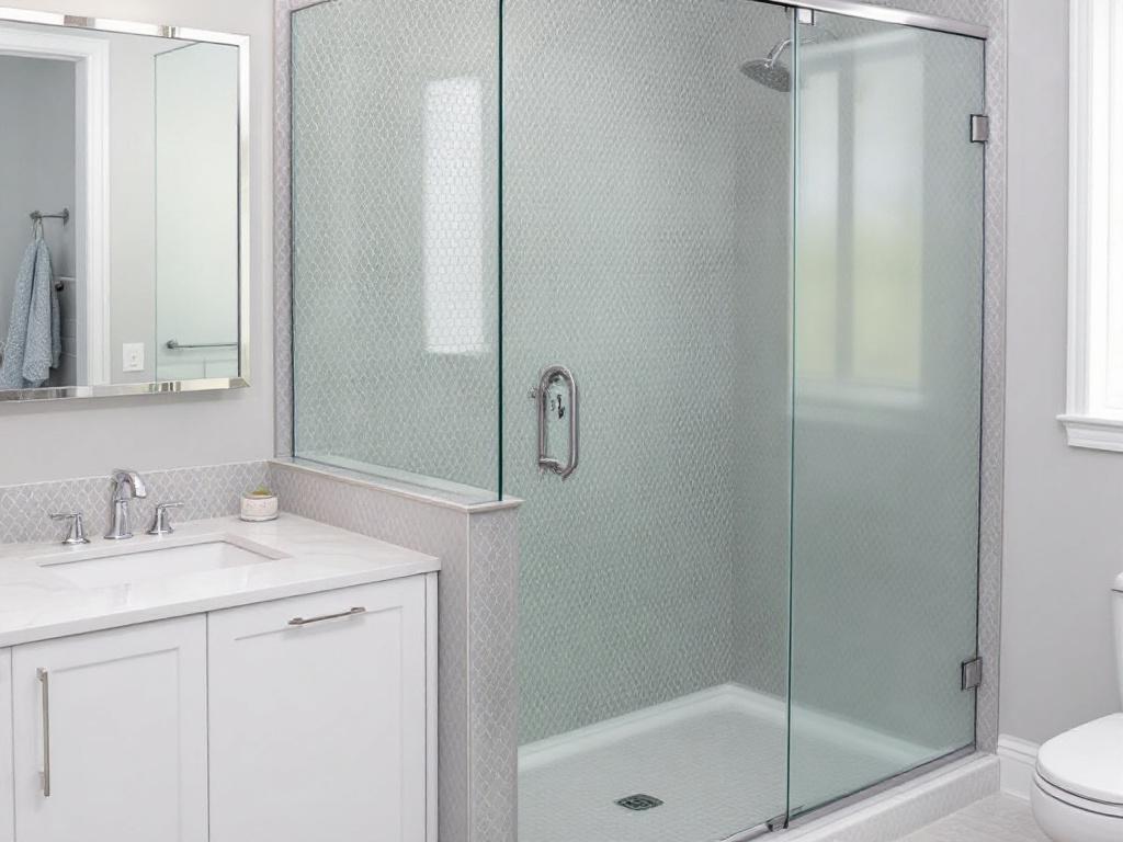 Alt Text: Sleek custom frameless solutions by Premier Shower Glass Company elevating the look of modern Boston bathrooms.