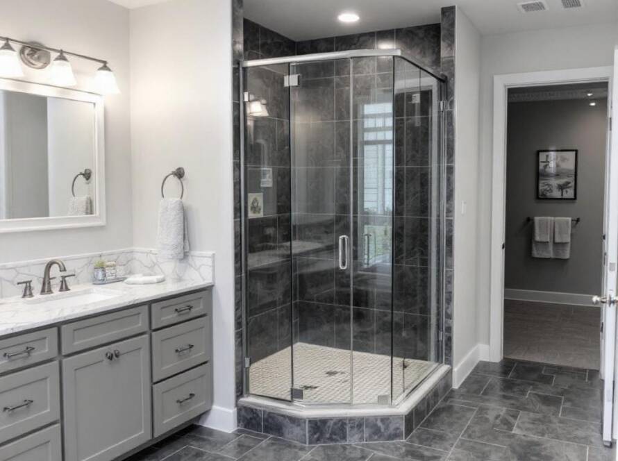 Modern Shower Door Installation Near Quincy, MA.
